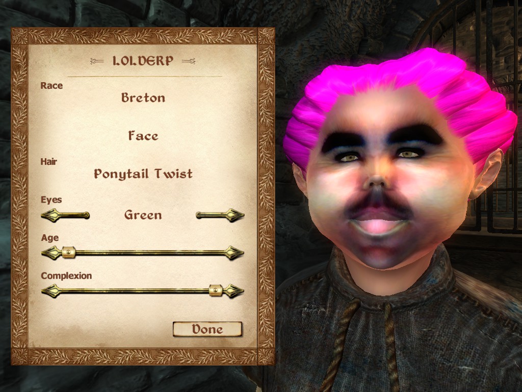 oblivion character creation funny