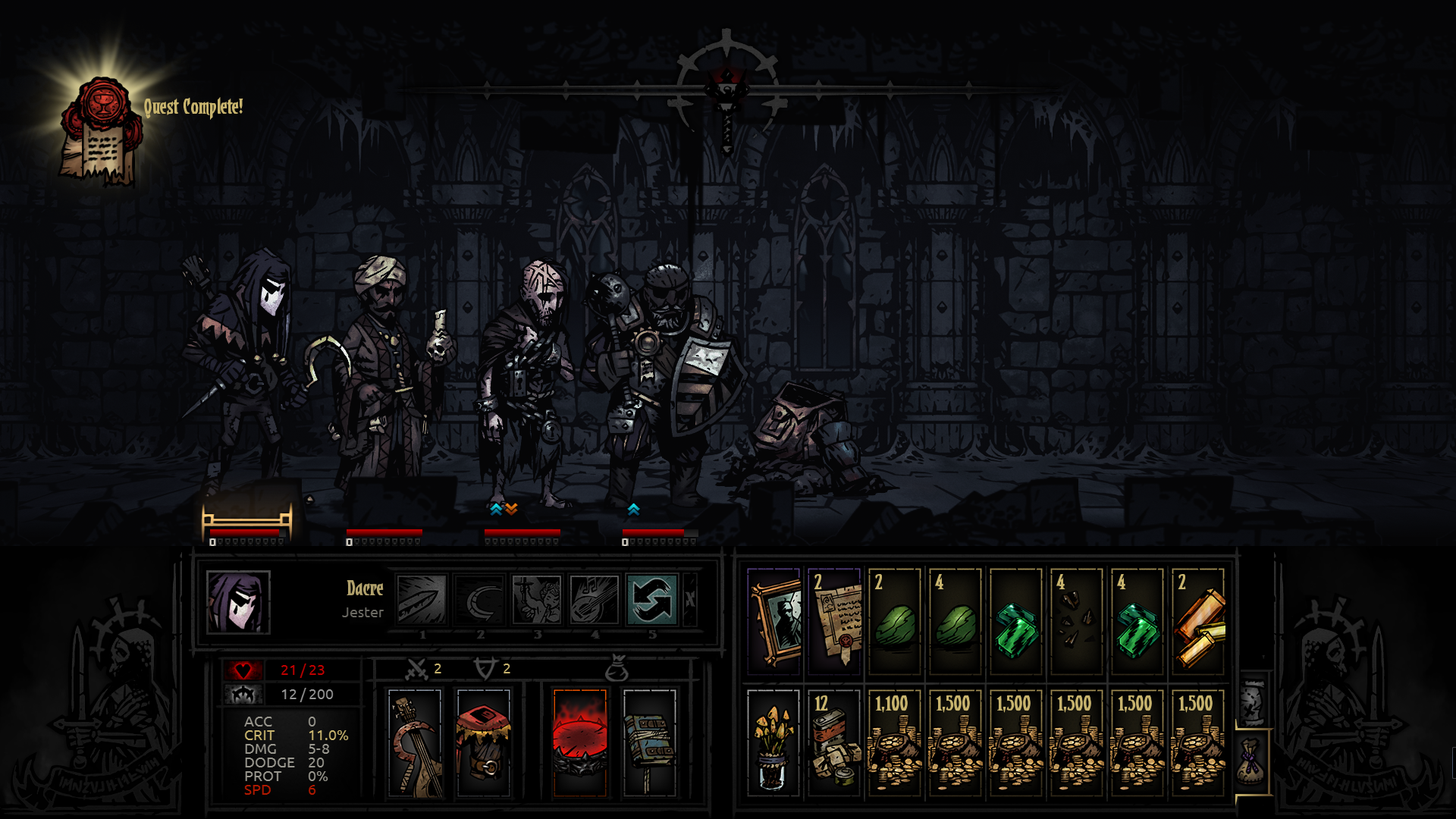 darkest dungeon like game but with gear