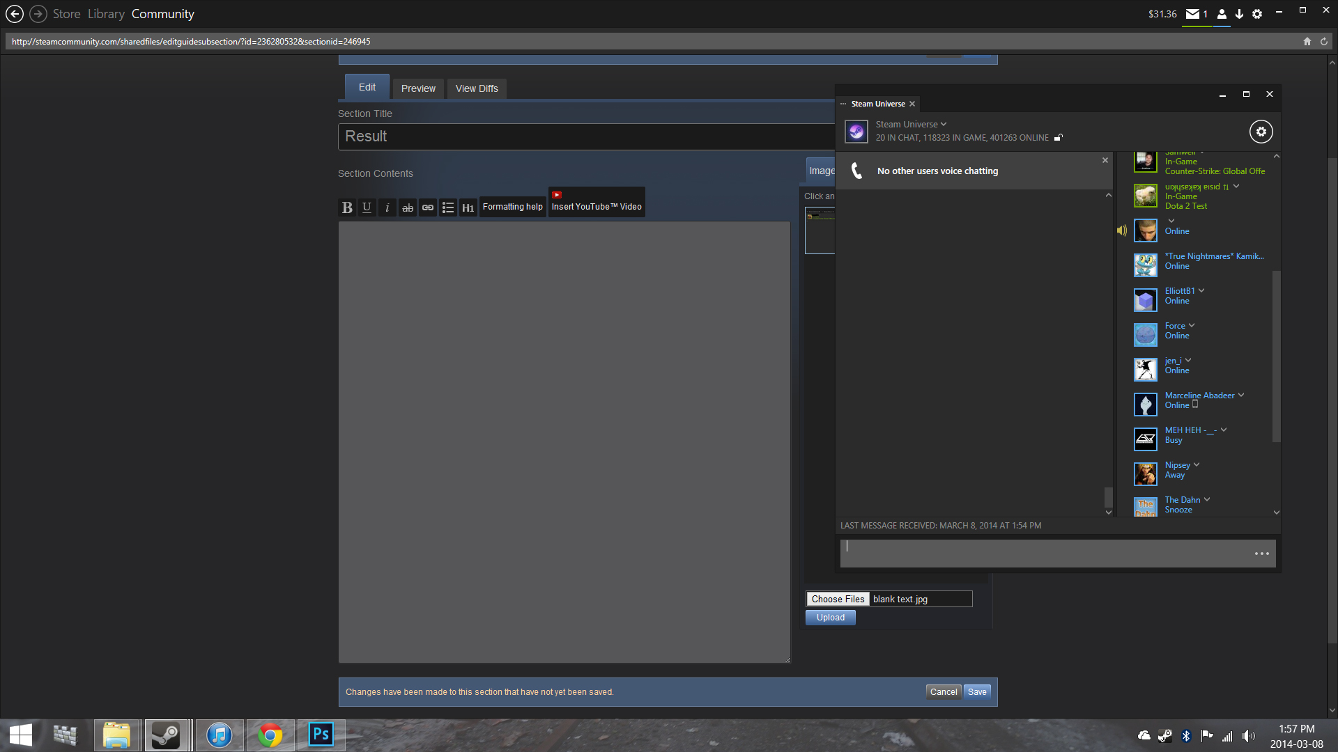 Steam community guide make a blank username and an entire page of
